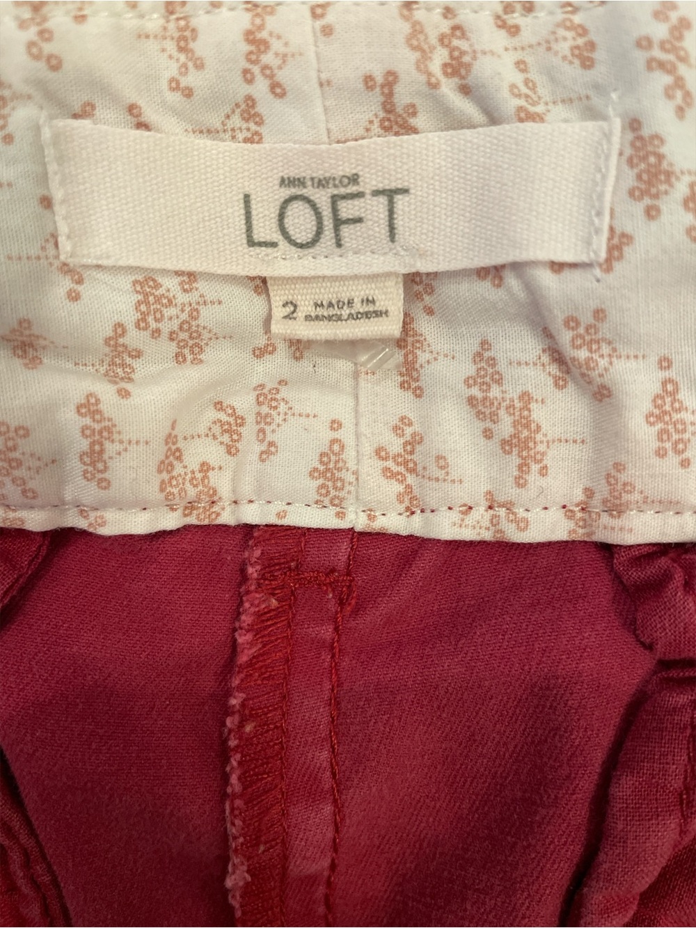 Loft Ann Taylor The Riviera Short Size 2 Raspberry Color - Picture 3 of 13